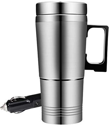 24V Portable Electric Car Kettle,Travel Water Boiler Heated Insulated Bottle,300ml 200W Stainless Steel Cup,with Cigarette Lighter for Truck,for Long Trips and Taxi Drivers