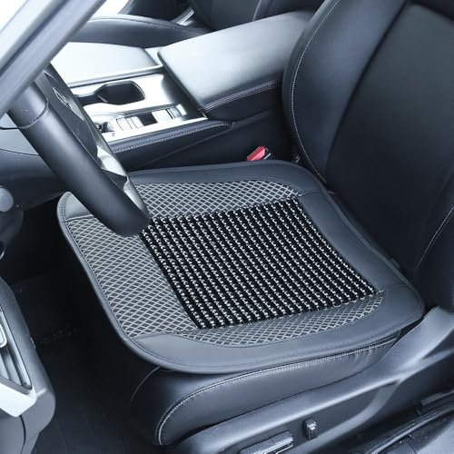 Blueshyhall Auto Sitzauflage mit Massage, Coole Atmungsaktive rutschfest Auto Auflage Vordersitze, Universalle Sitzkissen Sommer aus Holzperlen mit Massage Kugeln für Auto Büro Stuhl (Schwarz)