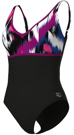 arena Badeanzug Damen BodyLift Jennifer Wing Back mit verstellbaren Trägern, Farbe:Schwarz, Größe:46
