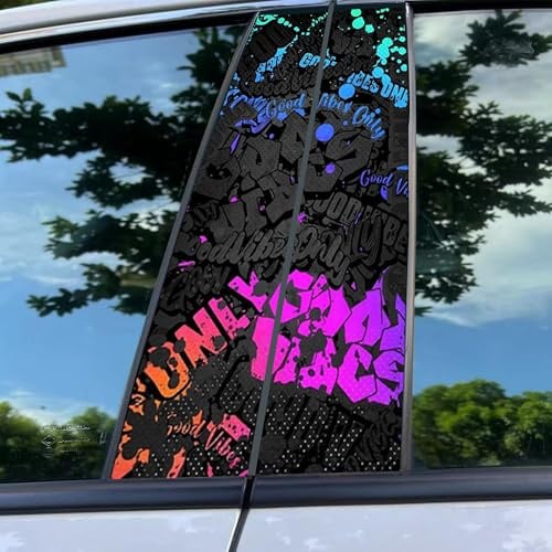 2 Stück B Säulen Aufkleber Auto,Vinyl Graffiti B Säulen Aufkleber,wasserdichte Sonnenschutz-Kratzschutz Auto Aufkleber