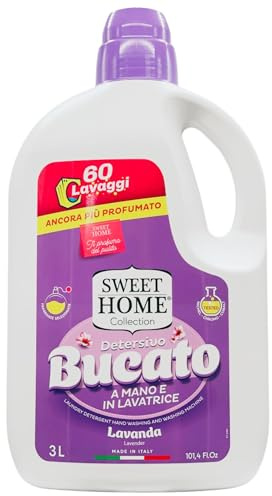 Sweet Home Detersivo Bucato a Mano e Lavatrice, 60 Lavaggi. Disponibile In Due Profumazioni. Rimuove Sporco, Macchie e Cattivi Odori, Lasciando i Capi Morbidi e Profumati a Lungo 3L (LAVANDA)