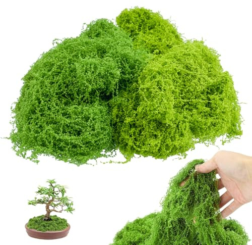 SZSIQI 200g Musgo Artificial Decoracion, Artificial Simulación Césped, Musgo Falso para Decoración de Manualidades, Decorar Hogar, Acuario Planta(100 g Verde Oscuro + 100 g Verde Claro)