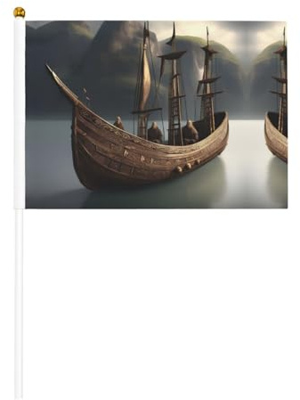 Nordische Piratenschiff-Flagge, doppelseitig, handgekröpft, 14 x 20,8 cm, für Feiertagsparty-Dekoration, Wettbewerbe