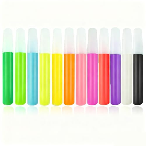 Nurila 12 Farben Fluoreszierende Farbe, Glow in the Dark Farbe, Leuchtfarbe, Fluoreszierende Stifte, Acrylfarben Neon für DIY-Kreationen, Weihnachten, Malerei, Steine, Glasflaschen, je 10ml