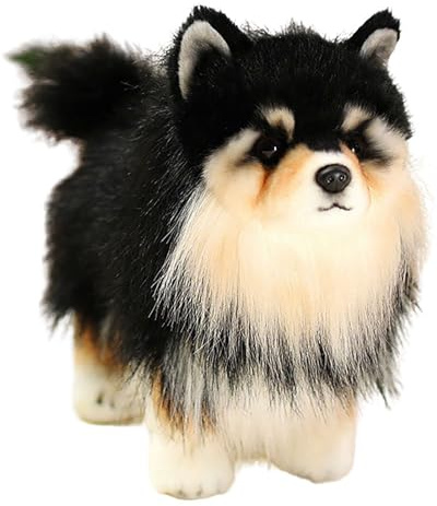 HOMEXYLYL Zwergspitz-Plüschtier, lebensechtes Kuscheltier Hund weiches Kuscheltier for Kinder realistisches Welpen-Design Geschenk for Mädchen und Jungen(Cute Style)