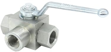 KHB3K Manueller hydraulischer 3-Wege-Kugelhahn, G3/8 Zoll weiblich, L-förmig, hydraulischer Kugelhahn für Wasser, Öl, Gas