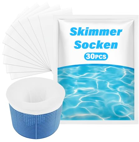 OMJMYY Pool Skimmer Socken, 30 Stück, Netz für Skimmer Filter | Skimmersocke, Filtersocken, Sieb Netz Feinfilterung, Wiederverwendbar, Für Abschaum Insekten, Entfernt Schlacken Blätter