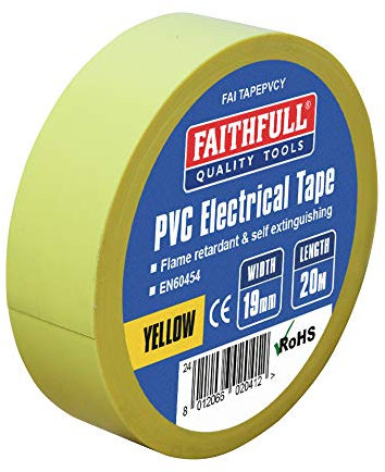 Faithfull FAITAPEPVCY Nastro Elettrico PVC Giallo 19 mm x 20 m - Giallo