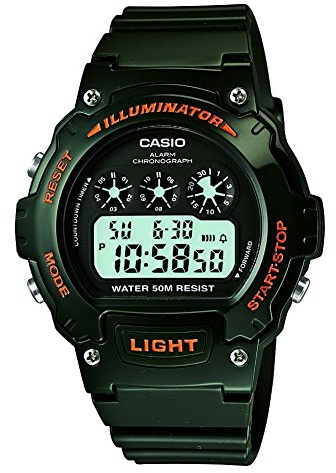Casio - W-214HC-3AVEF - Kollektion - Herrenuhr - Quarz Digital - Zifferblatt grün - Armband aus Kunstharz grün, Grün/Grün, Sport