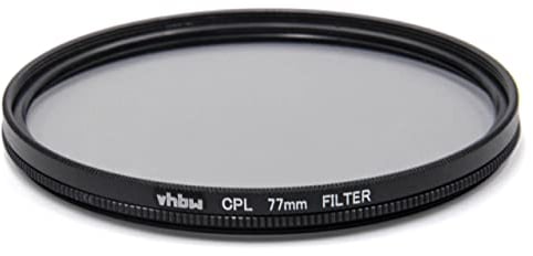 vhbw Universal Polarisationsfilter für Kamera Objektive mit 77mm Filtergewinde - Zirkularer Polfilter (CPL), Schwarz