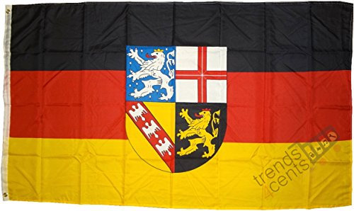 Flagge/Fahne SAARLAND Staatsflagge/Landesflagge/Hissflagge mit Ösen 150x90 cm, sehr gute Qualität
