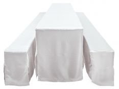 Biertischgarnitur Husse Bierbankhusse 3er Set 70cm weiß GLÄNZEND 3 tlg.