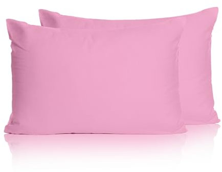 Rohi Cotton Blend Pillowcases 2 Pack - Easy Iron Bed Pillow Cover Pack of 2 - Cool and Comfortable Pillowcase (Pillowcases, 50 x 75 cm, Soft Pink)