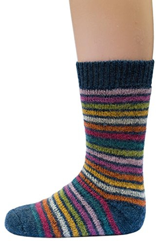 Hirsch Natur, Baby und Kinder Vollplüsch Ringelsocken, 100% Wolle (kbT)