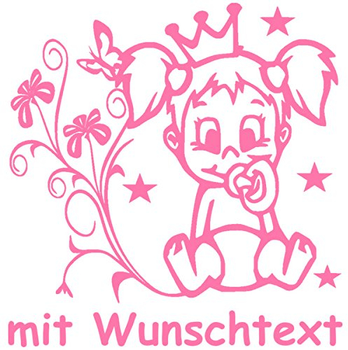 Hoffis Premium Babyaufkleber mit Name/Wunschtext Baby Kinder Autoaufkleber - Motiv 1307 (16 cm) - Farbe und Schriftart wählbar