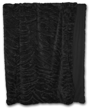 Mesana F-10071/31 Flausch Wende-Wohndecke Fellimitat, ca. 150x200 cm, schwarz