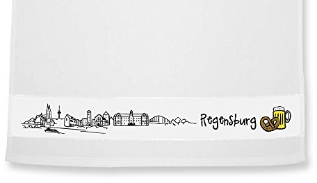 die stadtmeister Geschirrtuch Skyline Regensburg - als Geschenk für Regenburger & Fans Regensburgs oder als Souvenir