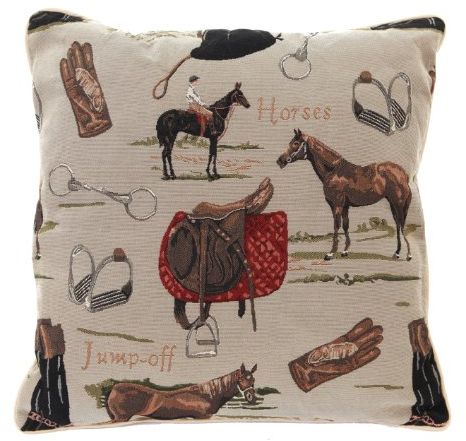 Signare Tapisserie Kissenbezug 45x45, Kissen 45x45, Sofakissen, Deko Kissen, Zierkissen mit Pferde- und Reitsportdesigns (Pferd)