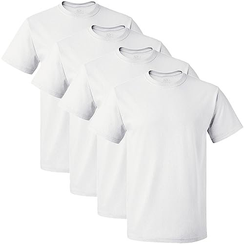 Fruit of the Loom Men's Premium Crew Tee (Pack 4) Undershirt, Regular - Crew 4 Pack White, M UK