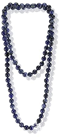 Budawi® Sodalith Kette endlos geknotet | Edelstein Halskette mit Kugelperlen | lange Perlenkette | Naturstein Schmuck
