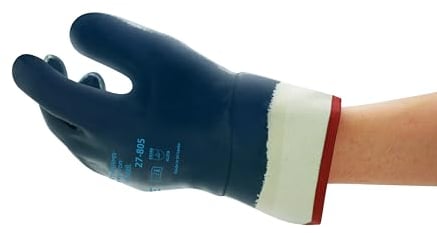Ansell ActivArmr 27-805 Schwere Arbeitshandschuhe, Schnittfest Nitril-Beschichtung, Hoher Griffsicherheit und Abriebfestigkeit für Grobe Arbeiten, Industrie-Schutzhandschuhe, Blau, Größe 2XL (12 Paar)