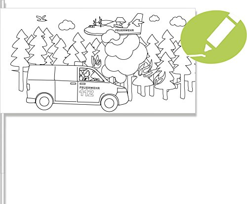 8 ausmalbare Fähnchen * FEUERWEHR * als Deko für Mottoparty oder Kindergeburtstag // SELBER AUSMALEN // Flaggen Fahnen Papierfahnen Papierflaggen Feuerwehrauto