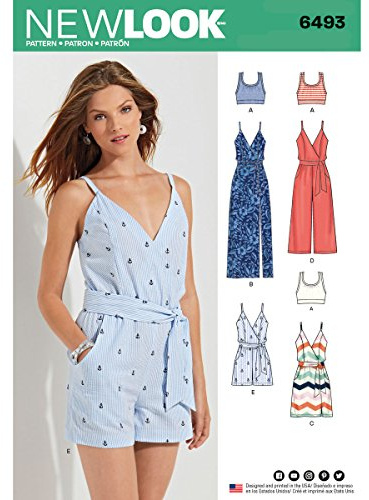 New Look Pattern 6493 Misses' Jumpsuit and Dress in Two Lengths with Bralette, Paper, White, 22.06 x 15.06 x 1.06 cm