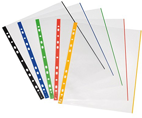 Herlitz 10914414 Prospekthülle A4 glasklar mit farbigem Rand 200er Packung, 0,07 mm