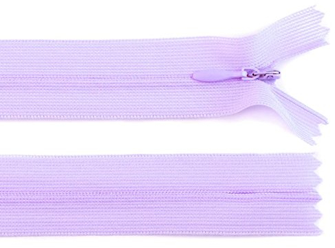 Schnoschi 1 Stück 40 cm Langer Spiralreißverschluss, nahtverdeckt, Nicht teilbar, Flieder, 3mm Laufschiene, Reißverschluss
