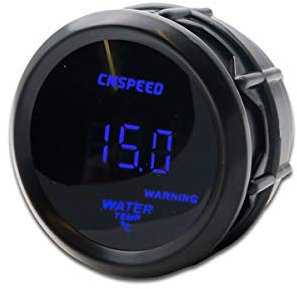 MASO Medidor digital de temperatura del agua con sensor para coche/tronco/motor, 52 mm/2 en LCD, 40 ~ 150 ° C, pantalla LED azul y lámpara de advertencia roja