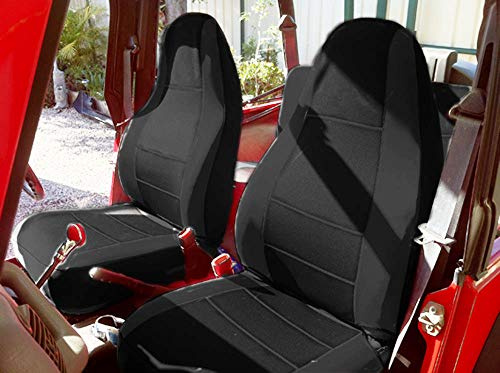 GEARFLAG Neopren-Sitzbezug, passgenau für Jeep Wrangler YJ 1987-96, komplettes Set (vorne + hinten), Schwarz