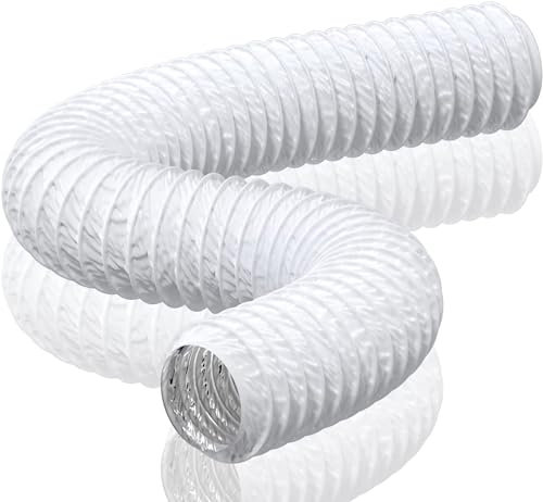 HG Power 125mm Ducting Length 5m PVC Aluminium Flexible Ventilation Duct PVC Pipe Tumble Dryer Vent Hose with Clamps for Hydroponics Extractor Fan, Cooker Hood, Bathroom, Toilet, White