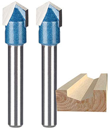 HUHAO CNC Fräser für Holz 3D CNC Maschinen-Schneiden 6 mm Schaft 60 Grad Fräser V Bit 2 Stück, 6 * 10 * 120 Degree 2PCS