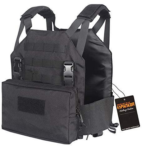 EXCELLENT ELITE SPANKER Molle Vest Module with Quadrilateral Bag Outdoor Vest Plate Carrier(BLK)