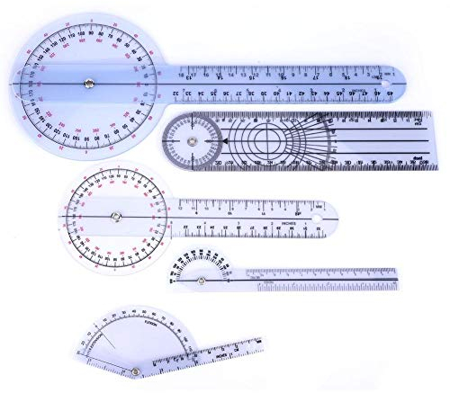 Goniometer, 5 Stück, 15,2/20,3/25,4 cm, 360 Grad Kunststoff, Medizinisches Goniometer, Winkelmesser, Medizinisches Lineal für Wirbelsäulen, Goniometer, Sporttherapie-Produkt (B)