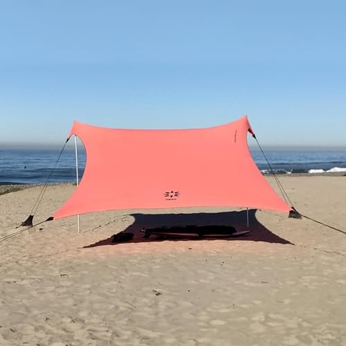 Neso Zelte Gigante Beach Zelt, 2,5 m hoch, 3,3 m (11 ft) x 3,3 m (11 ft), Verstärkte Ecken und Kühlfach(Koralle)