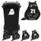 Pack of 3 Pet Cat Silhouette Personalised House Number Wheelie Bin Stickers - Recycling Box Number Stickers - Party Decorations - Bin Numbers For Wheelie Bins (White)