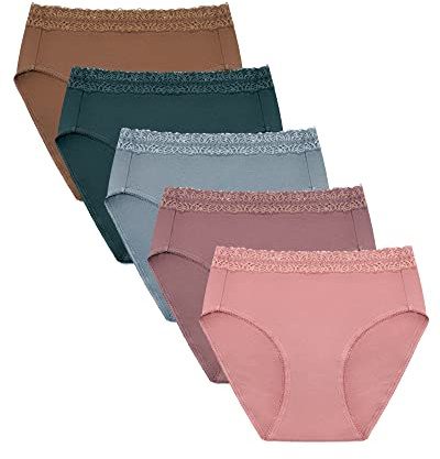 Kindred Bravely High Waist Maternity Underwear for Women and Postpartum Underwear 5 Pack (Large, Assorted Jewel Tones)