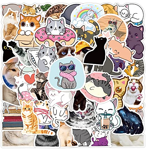Aufkleber 50 Stück Wasserdicht Vinyl Stickers Graffiti Style Decals für Auto Motorräder Fahrrad Skateboard Snowboard Gepäck Laptop Aufkleber MacBook iPad und mehr (Kittens B)