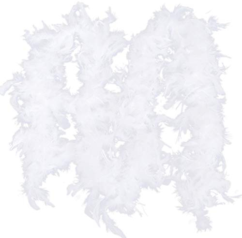 JAWSEU Weiße Federboa für Weihnachtsbaum, 2 m Flauschige Girlande Weihnachtsband, Boa-Streifen für Weihnachtsbaum, Party-Girlande, Weiße Feder Deko