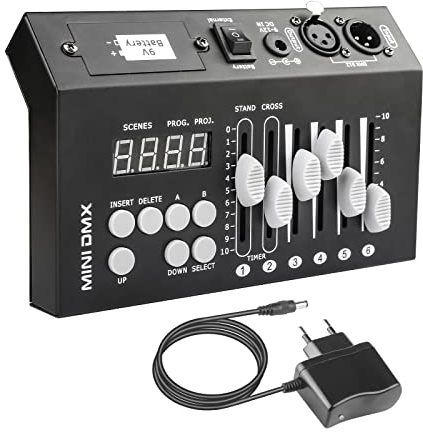 Dmx Controll Lichtmischpult, 9V Batterieleistung (Ohne Batterie) Dmx Controller 54 Kanäle Mini Dmx Konsole, Klein Lichtmixer Dmx 512 Lichtpult Dmx Pult Lichtsteuerung für Stage Light Controller Board