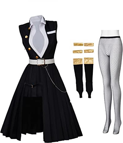 RocailleCos Uzui Tengen Cosplay Kleid Kostüm Uniform Halloween Anzug für Frauen Mädchen (XS, Schwarz)