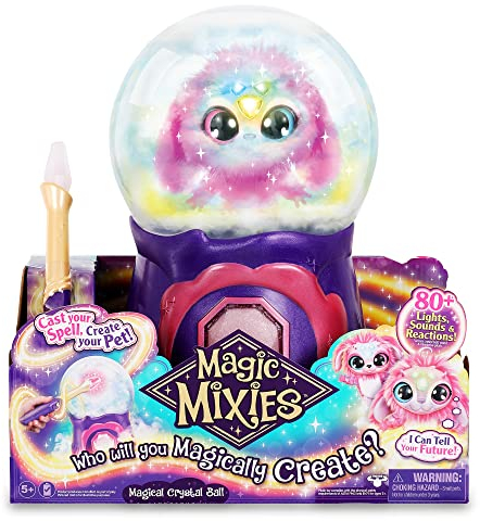 Magic Mixies Sfera di Cristallo Rosa, Giocattolo Magico Interattivo, Sfera di Cristallo Magica con Luci, Effetti e Suoni, e Un Morbido Peluche di Cui Prendersi Cura, con Accessori