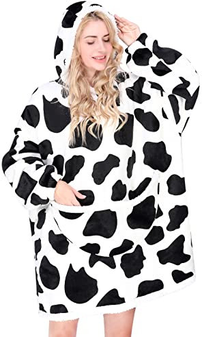 Oversize Hoodie Decke zum Anziehen mit Kapuze, Ärmeln, 2 Taschen für Handy etc. - XXL Sweatshirt aus Fleece, warm, lang, Übergröße - Kuschelpullover für Erwachsene, Damen und Herren ODER Kinder