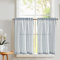 TOPICK 2er Set H 90 x B 65 (cm) Gestreifte Scheibengardinen Leinen Gardinen mit Streifen Küchenvorhang Blickdicht Kurz Küchengardinen für Küchen Esszimmer Badezimmer Klein Fenster Blau auf Beige