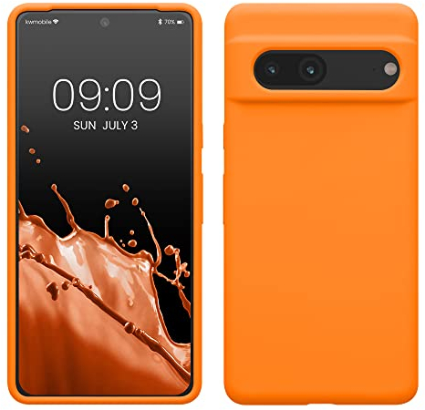 kwmobile Carcasa Compatible con Google Pixel 7 Funda - Case TPU y Silicona antigolpes - Apto Carga inalámbrica - Naranja afrutado