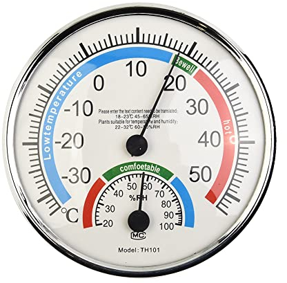 Thermometer Hygrometer Thermo Analogue Humidity Room Climate Control Inside, 2 in 1 Temperature Humidity Monitor Gauge, Diameter 13cm(5.12inch), for Outside Home Room Patio Gard