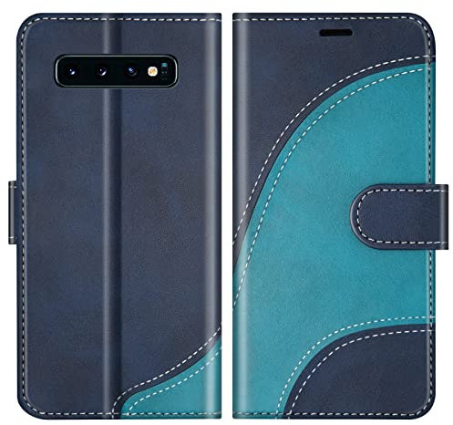 BoxTii Coque pour Samsung Galaxy S10 Plus, Portefeuille Etui en Cuir PU, Magnétique Protection Housse Coque pour Galaxy S10 Plus, Bleu