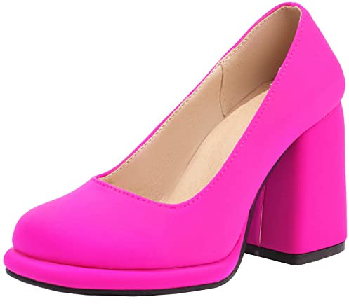 XINXINIO Zapatos clásicos para mujer con tacón alto y plataforma, fucsia, 36 EU