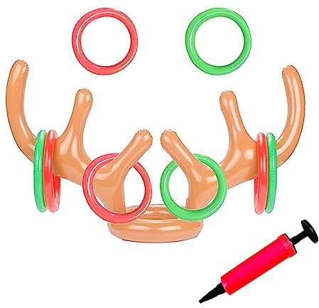 Spldsun 10 Pièces Piscine Gonflable Jouets, Toss Game Ring, d' Anneau de Cornes de Cerf Gonflable, Jeux Piscine Exterieur Enfant Adulte Mexican Fiesta Party Anniversaire